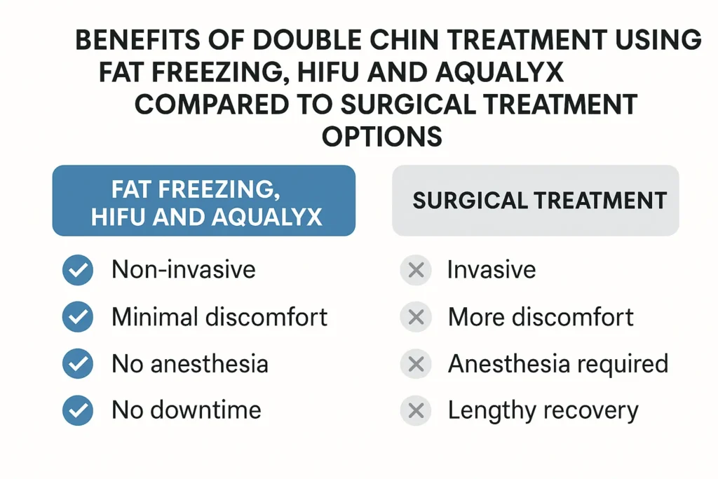 Graphic about the benefits of double chin treatment Holmes Chapel - from LA LIPO