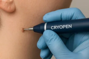 Person receiving skin tag removal Holmes Chapel